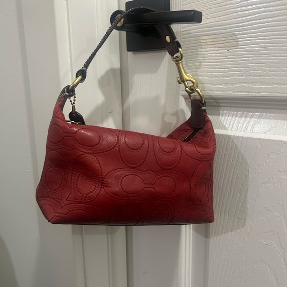 Coach Handbags - Red Coach Signature-Pattern Shoulder Bag